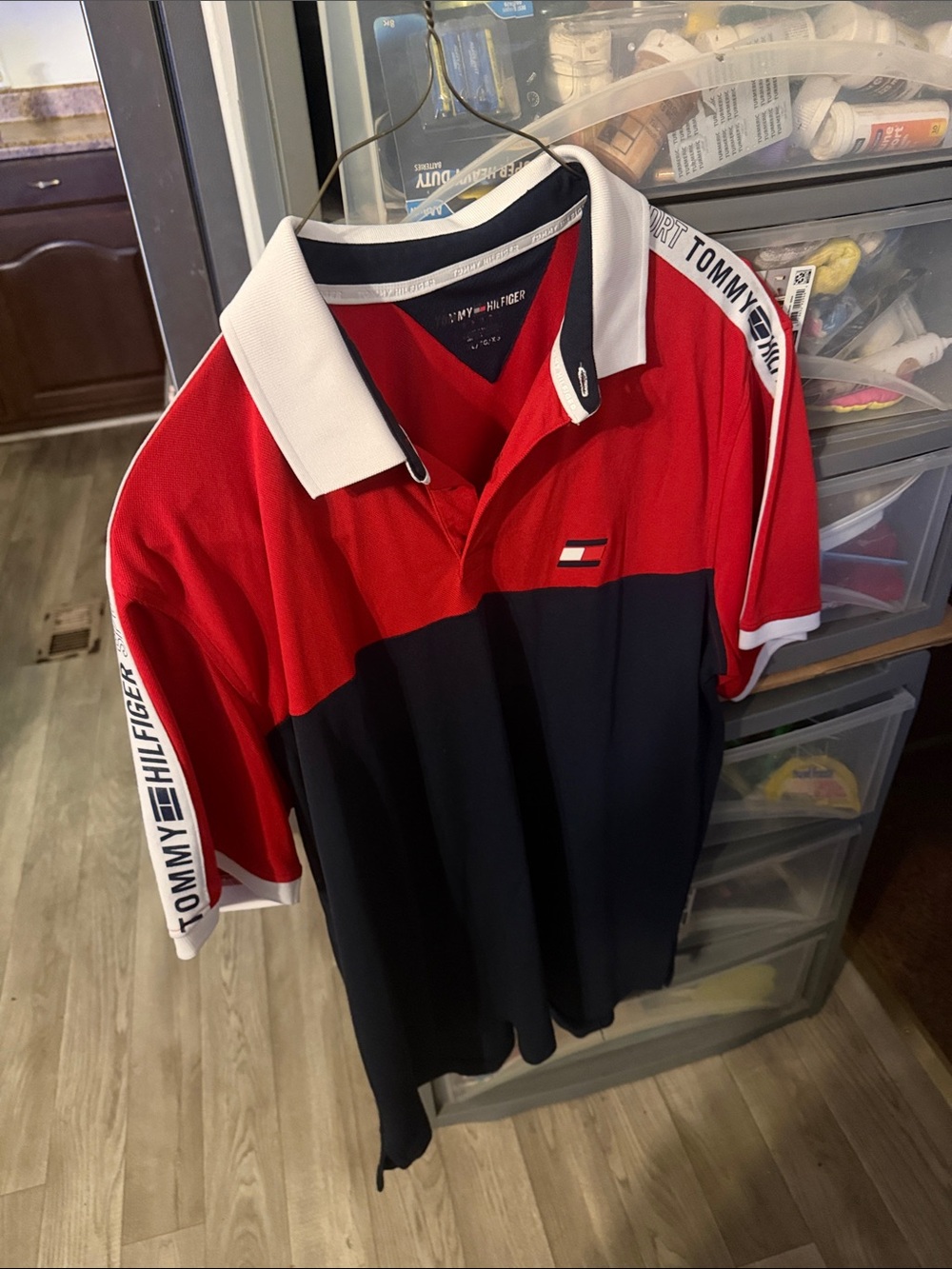 Tommy Hilfiger Red, Navy & White Colorblock Polo